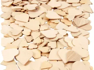 Mosaik Træhjerter 18-30 mm - 60 stk. til DIY-projekter