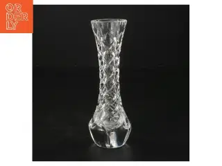 Glasvase med diamantmønster (str. Ø 5x h 15,5 cm)