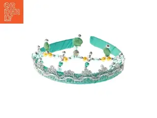 Turkis tiara med perler (str. 13 cm)