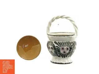 Keramik barsels krukke med håndtag (str. 17 x 11 cm)