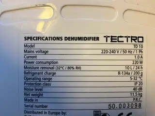 Tectro TD10 Affugter