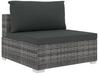 Haveloungesæt 9 dele med hynder polyrattan grå
