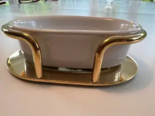 Flot Sæbeskål I massiv messing med hvidt porcelæn 
