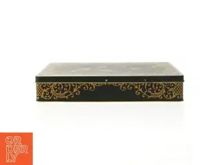 Guldornamenteret vintage dekoreret blik dåse fra Mansfield (str. 26x18 cm)