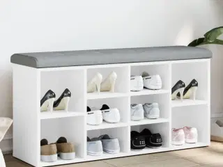 Skobænk 102x32x50 cm konstrueret træ hvid