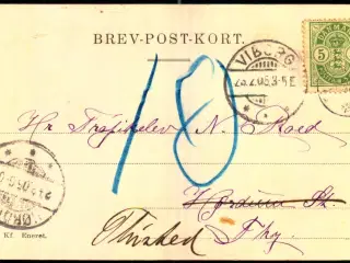 Efterporto - Postkort fra Viborg 23 - 2 - 1905  - Efterporto 10 Øre  - Stjernestempel !