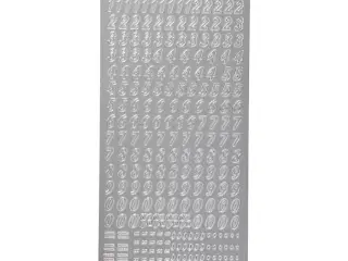 Sølv Tal Stickers - 10x23 cm, Selvklæbende Ark