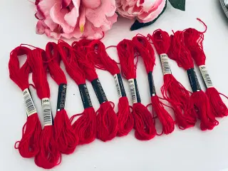 10 stk. røde broderigarn bomuld 