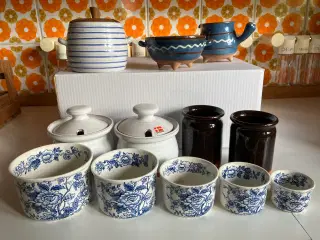Smuk retro marmeladekrukke, sukker/flødesæt m.m.