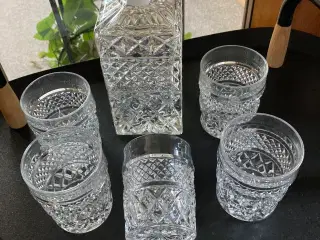 Whisky karaffel og 5 glas