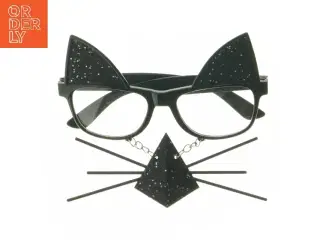 Sjove kattebriller med ører og knurhår (str. 14 cm)