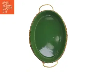 Stor oval pyntebakke med flettet kant og håndtag (str. 43x32 cm)