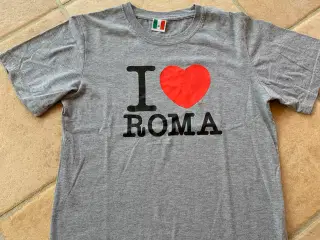 T-shirt grå med tryk I love Roma str.xs