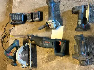 Tre sager,en mergelskivemaskin,tre batterier/lader