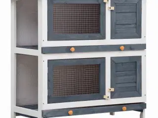 Udendørs kaninbur 4 døre træ grå