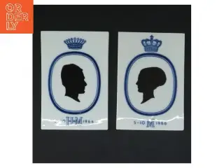 Dronning Margrethe og Prins Henrik platter fra Royal Copenhagen (str. 13x9 cm)