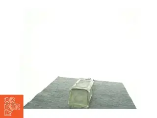 Antik Glaskaraffel og korkprop med sølv fransk lilje (str. 39 x 8 cm)