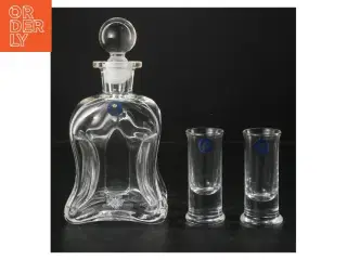 Klukflaske med snapseglas fra Royal Copenhagen (str. H. 22 cm)