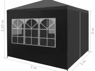 Festtelt 3 x 3 m antracitgrå