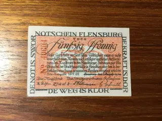 Notschein pengeseddel fra Flensburg 1920