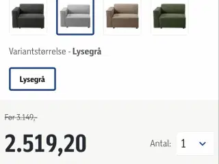 Sofa modul opbygget, to pers, med puf.