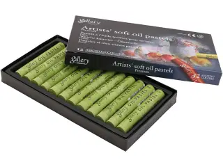 Gallery Oliepastel, L: 7 cm, diam. 11 mm, tykkelse 11 mm, oliven, 12stk./ 1 pk.
