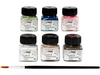 Glas og Porcelænsmaling - Ass. Farver, 6x20ml