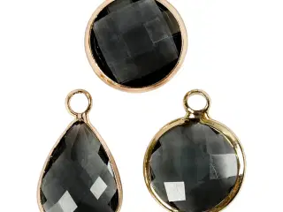 Smykkevedhæng, H: 15-20 mm, hulstr. 2 mm, grå, 1 pk.