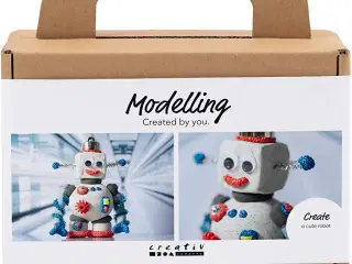 Mini DIY Kit Modellering, robot, blå, grå, rød, 1 pk.