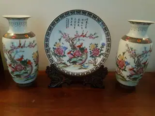 Kinesisk vaser og platte sælges