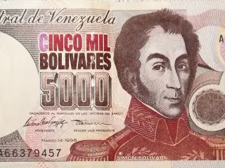 Wenezuela sedler og mønter.