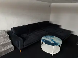 Blå velour sofa 