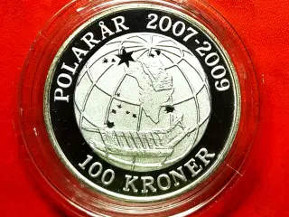 SMUK SØLV 100 KRONE 2008 Sirius i PROOF KV. 999Ag
