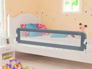 Sengegelænder til barneseng 180 x 42 cm polyester grå