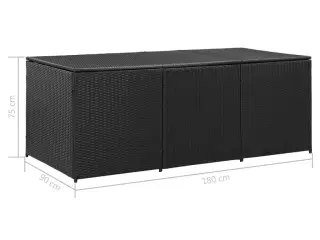 Opbevaringskasse til haven 180x90x70 cm polyrattan sort