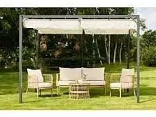 Bali pergola m. offwhite cover 300x300x H: 228 cm