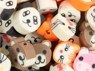 Farverige Figurperler - Dyr, 10 mm, 60 stk.