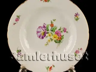 Saxisk Blomst Hvid Tallerken Dyb 24½ cm.