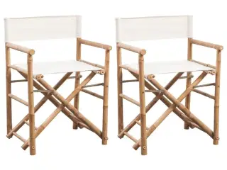 Foldbare instruktørstole 2 stk. bambus og lærred