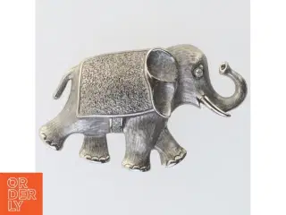 Sølvfarvet Elefant broche (str. 11,5 cm)