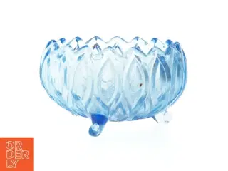 Blå glas-dekoreret skål (str. Ø 15 cm)