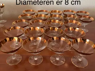 100 stk Lyngby Tosca krystal glas med guldkant 