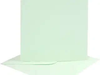 Kort og kuverter, kort str. 15,2x15,2 cm, kuvert str. 16x16 cm, 210 g, lys grøn, 4sæt/ 1 pk.