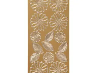 Stickers, margueritter, ark 10x23 cm, guld, 1 ark