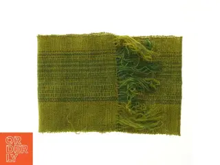 Grønt håndvævet halstørklæde med frynser (str. 29x135 cm)