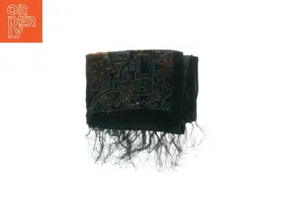 Broderet tørklæde med frynser (str. 155 x 50 cm)