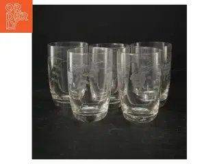 Drikkeglas med druemotiv (str. Ø. 8,5 cm. længde, 12,5 cm)