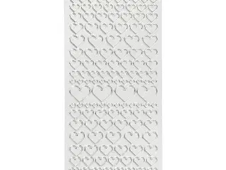 Sølv Hjerte-Stickers - 10x23 cm, 1 ark