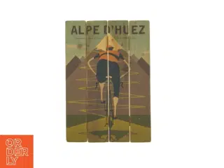 Træpallevægdekoration - Alpe d'Huez cykel tema (str. 28 x 20 cm)