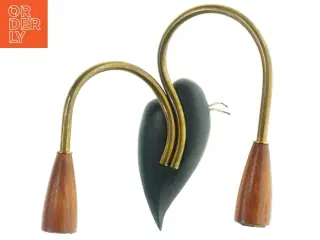 Vintage Væglampe i messing og Teak træ (str. 22,5x21 cm)